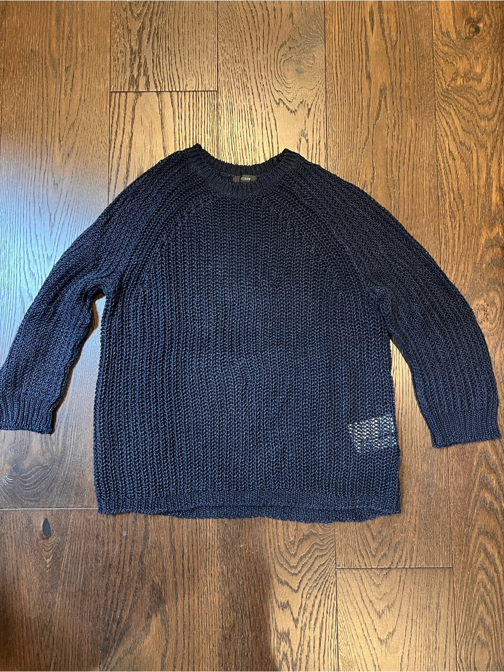 J. Crew Women’s Navy Open-Weave Crewneck Sweater